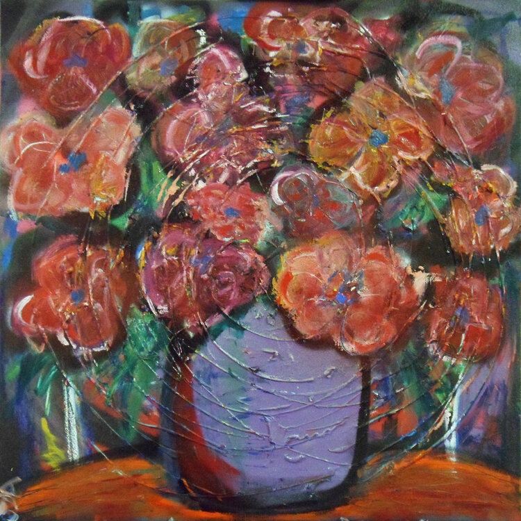Red flowers in a vortex David Abse