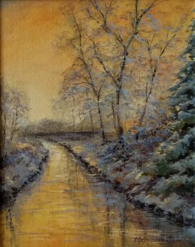 Under the snow. Oil painting. Nadezhda Gellmundova