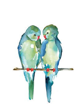 Lovebirds on Aluminium Iris van Dijck
