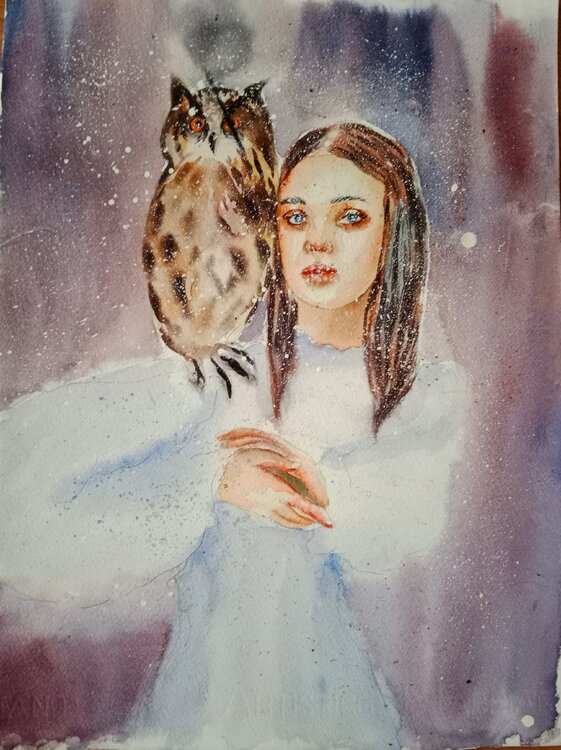 Girl with owl Marina Jakubovská