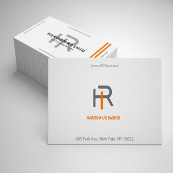 HR name logo shown in Business Card Aaqib Altaf