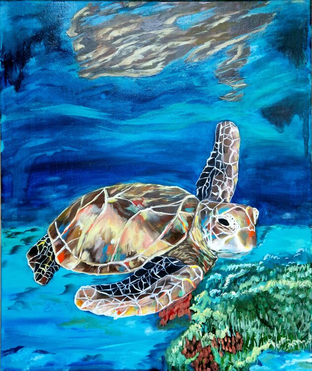 Turtle animal oil painting 