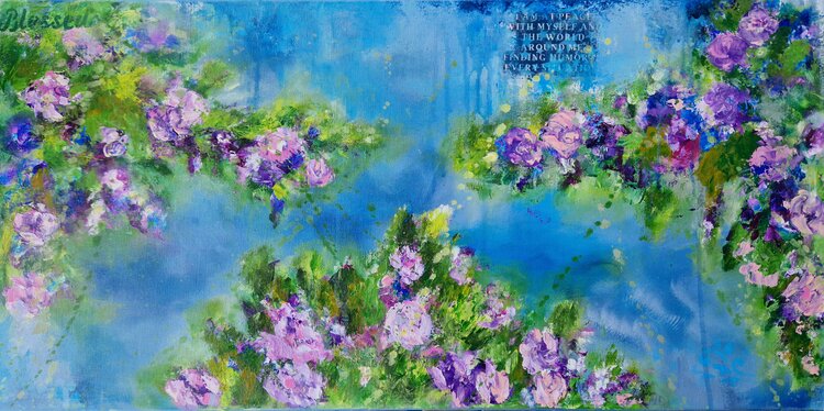 abstract blue floral painting 
