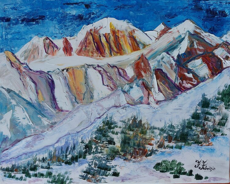 Reinterpretazione colorata del gruppo del M. Bianco Franca Fabrizio