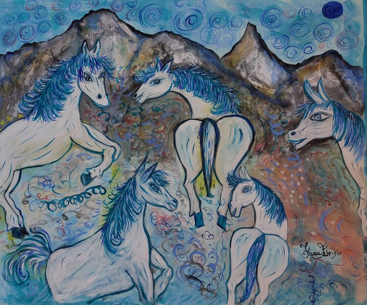 Cavallini blu di una dimensione parallela Franca Fabrizio