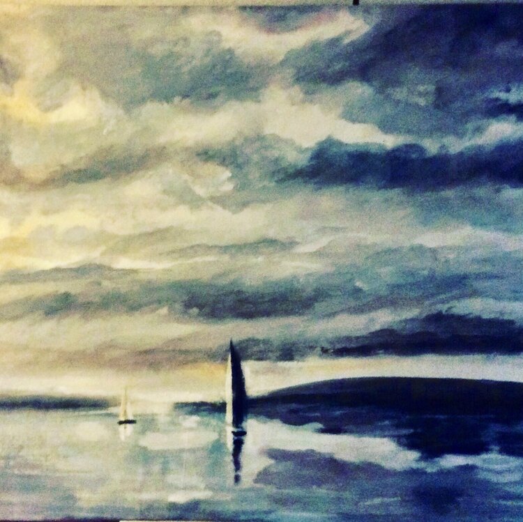 La mer, le soir, le vent est tombé. Gwenaël de Villeneuve