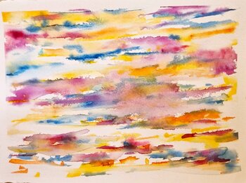 CIELO DE SEPTIEMBRE.  Acuarela abstracta Montse Gil