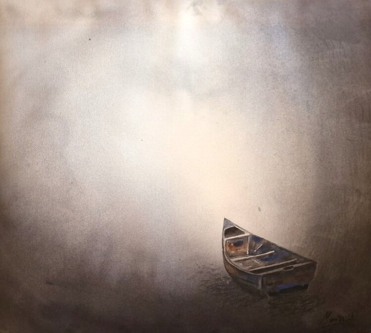 LA BARCA. ACUARELA MARINA BARCOSEASCAPE WATERCOLOR, SEA ART,  BEACH ARTWORK, OCEAN DRAWING, WAVE PAINTING Montse Gil