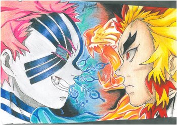 Drawing: Demon Slayer: Rengoku vs Akaza Hossam El Mrabet
