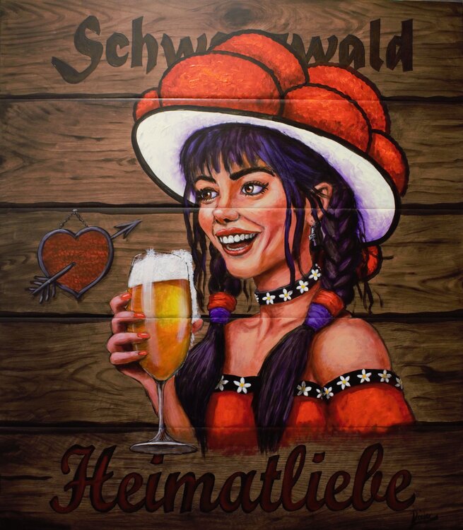 Schwarzwälderin mit Bierglas Dieter Riesterer