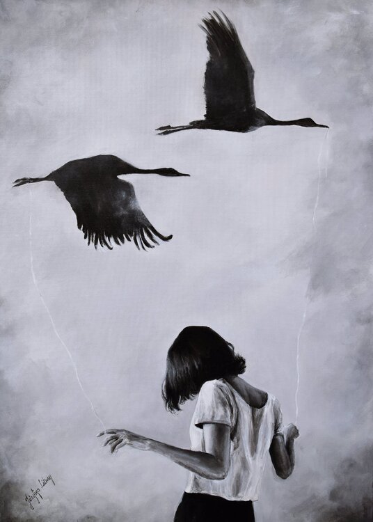 LEAVING with cranes Józefina Litwin