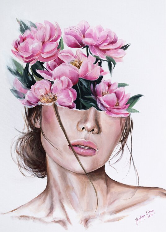 Girl with flowers Józefina Litwin