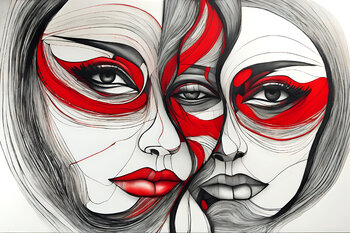 Abstrakter Doppelkopf Günther Müller