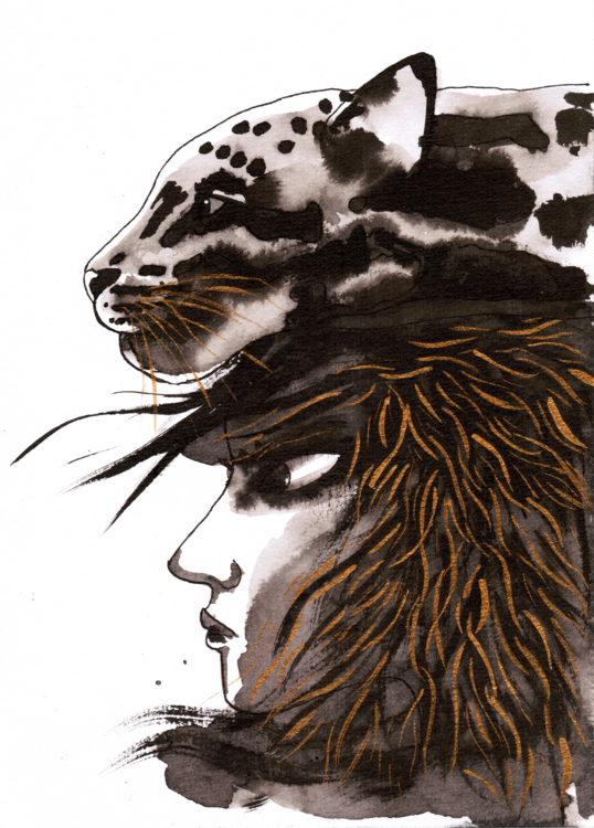 Femme et ocelot Aziza EL KASRI