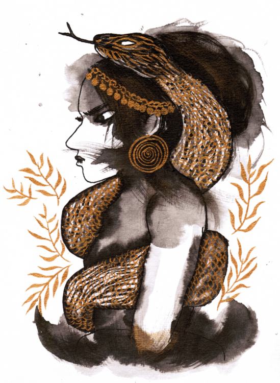 Femme et serpent Aziza EL KASRI