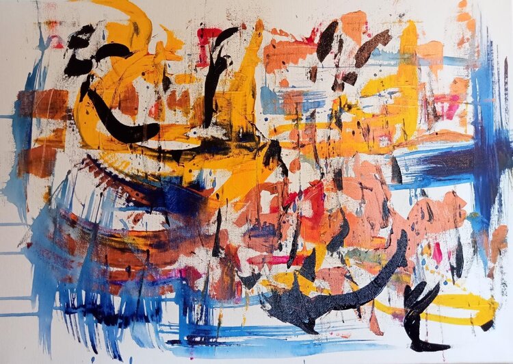 Ballad colors large painting on canvas jazz long ballad arte eclettic dipinto originale Lovisi Valter Valter Lovisi