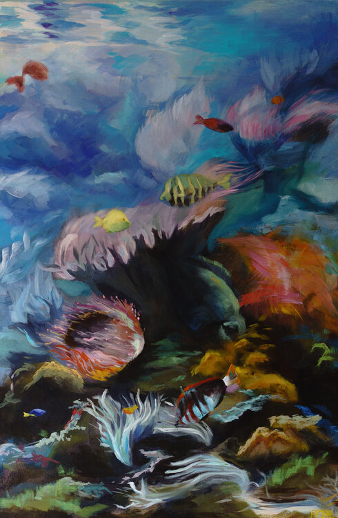 Fotohintergrund Unterwasser-Meer – 150x91cm Vinyl, Mit Korallen & Fischen, Für Studio