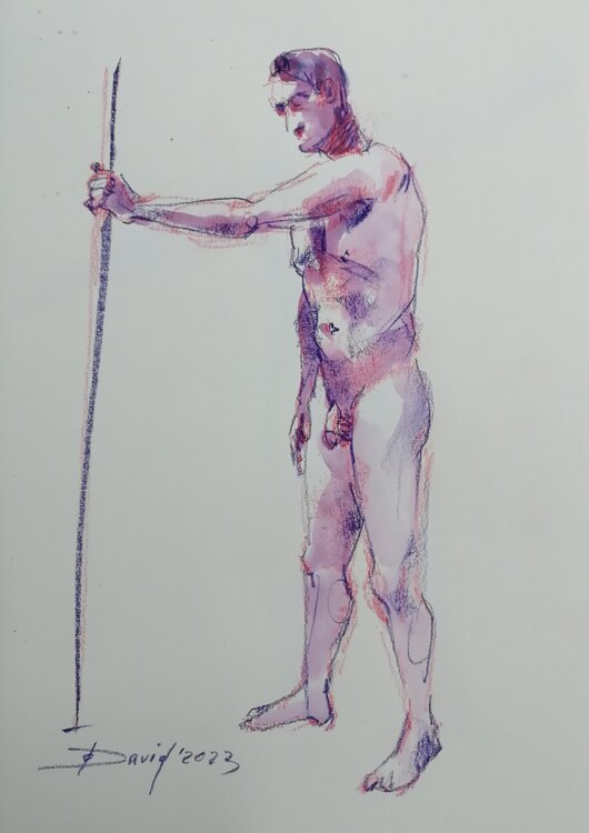 Männlicher Akt, Zeichnung Studie auf Papier. Männerakt Original Aktporträt Olga David