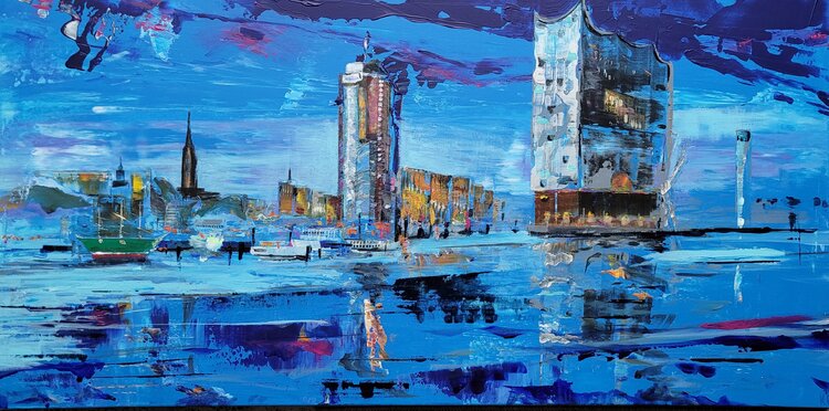 Hamburg Skyline, Blue Hour Kathrin Flöge