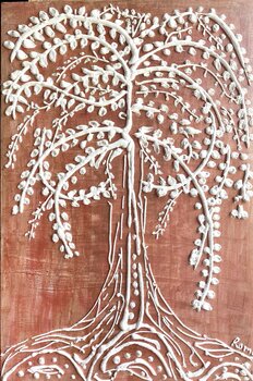 **Titre :** "Épanouissement Métallique : L'Arbre de Vie en Relief" 