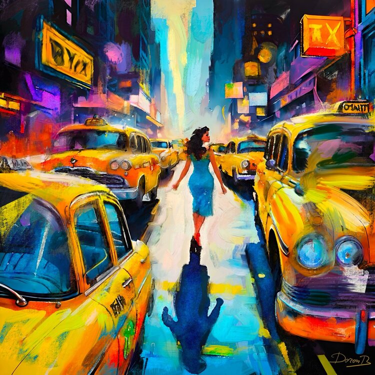 Une fille en robe bleue Doron B