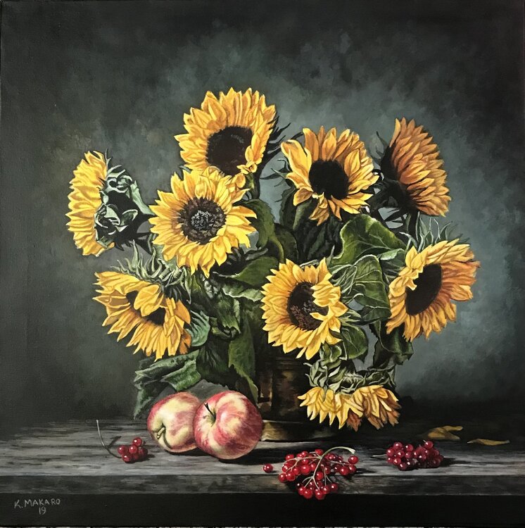 Girasoli e mele in stile antico Kate Makaro