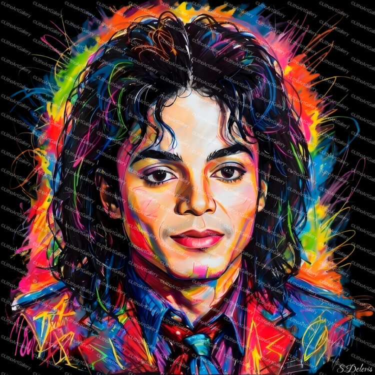 Portrait de Michael Jackson style pop art néon Steve CLASTRIER
