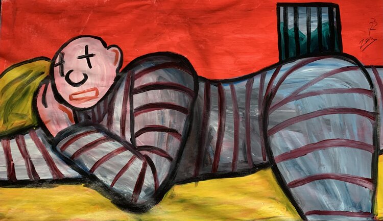 Prisoner sleeping in his cell Zak Reay-Barry