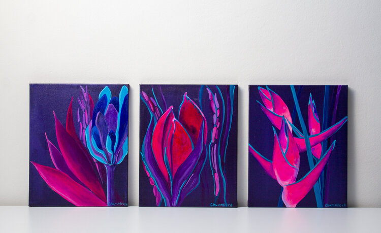 Triptych painting 