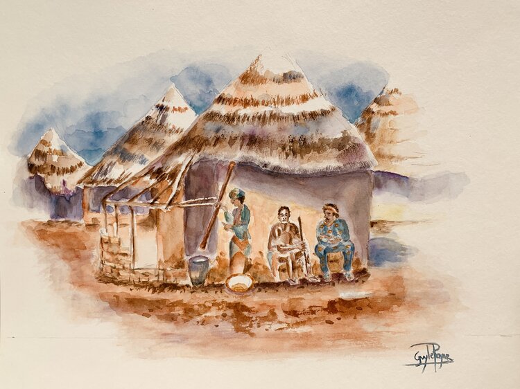 Dialogue dans le village africain (tiré de l’histoire Lingala le sorcier) Guyle RAYNE
