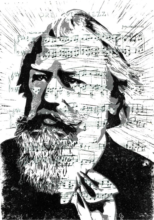 Johannes Brahms - schwarz grau Christian Reimann