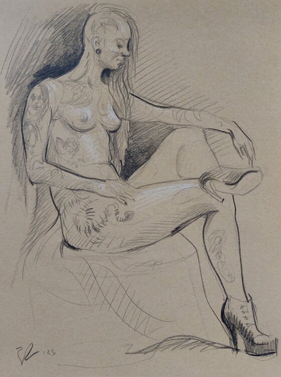 Frauen Akt - woman with Tattoo Katharina Valeeva