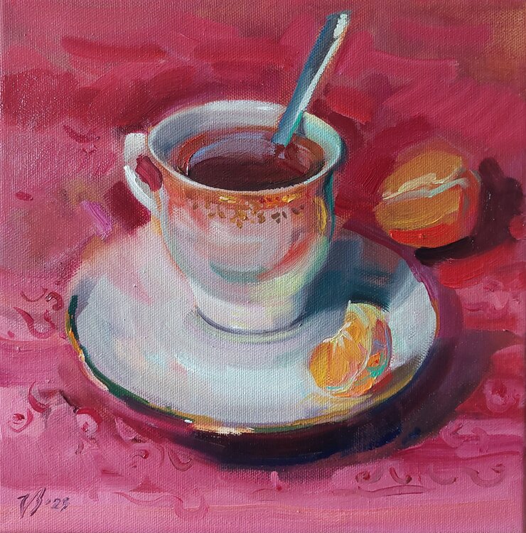 Teetasse mit Mandarinen Katharina Valeeva