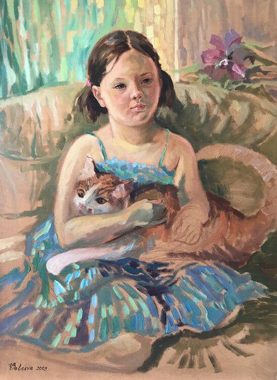Mädchen mit Katze Katharina Valeeva