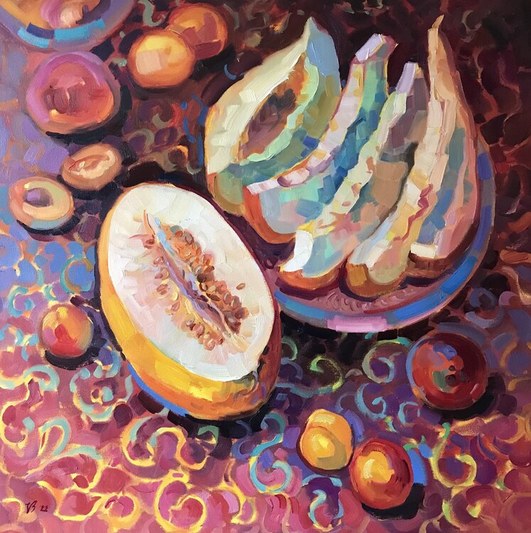 Stillleben mit Honigmelone Katharina Valeeva