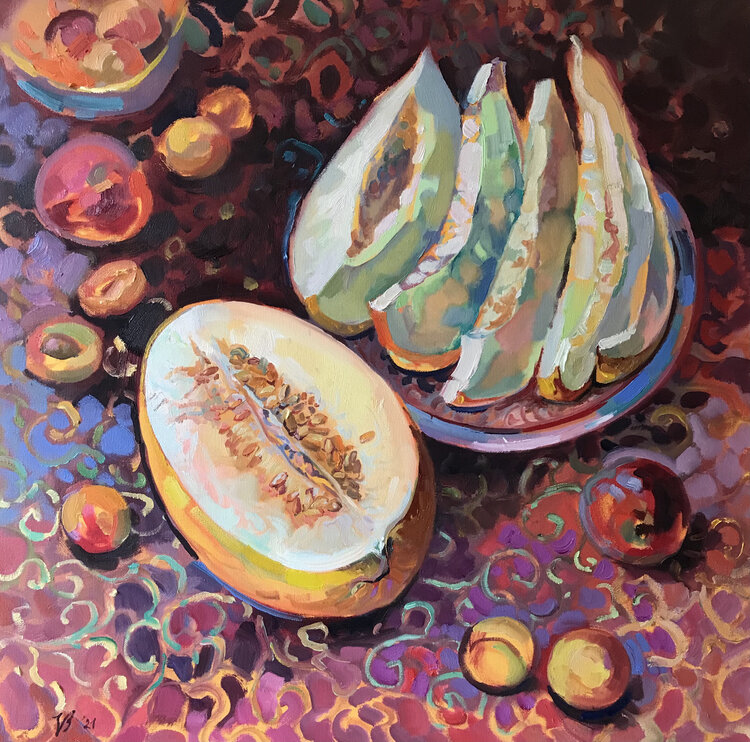 Stillleben mit Honigmelone Katharina Valeeva
