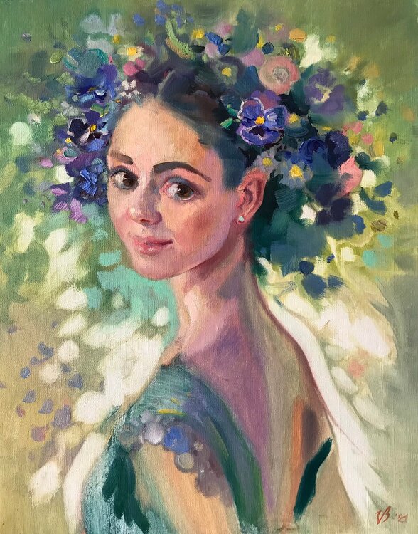 Mädchen mit Blauen Blumen Katharina Valeeva