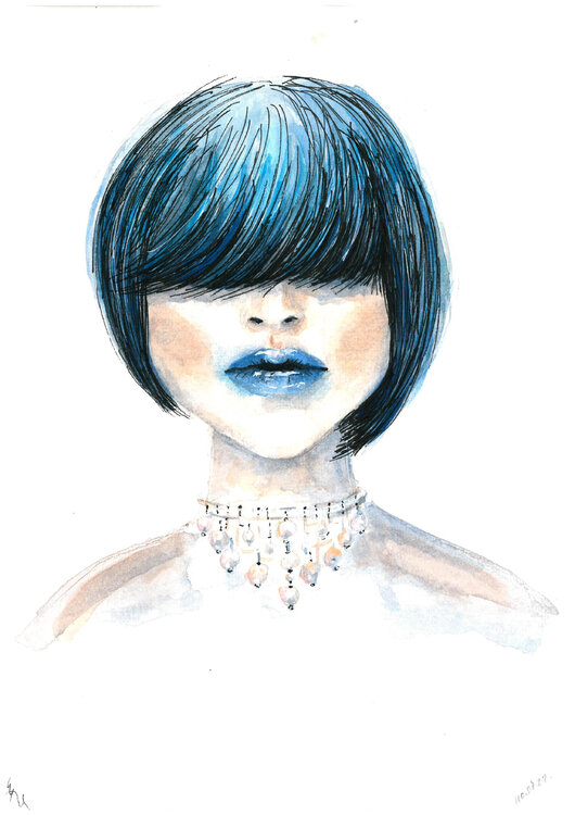 Blue haircut Evgenia Maltseva