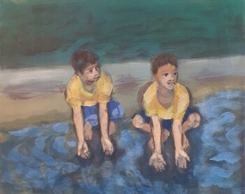 Spielende Kinder am Wasser Sarah Hamm