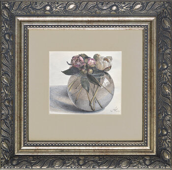 Peonies in a round vase Victoria Alferonok