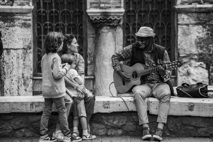 Street musician Christos Aggelidis