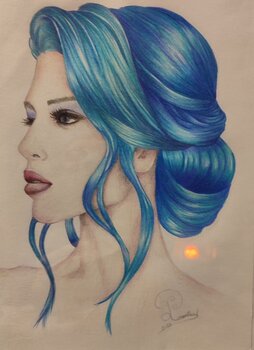 femme aux cheveux  bleu patricia lombard