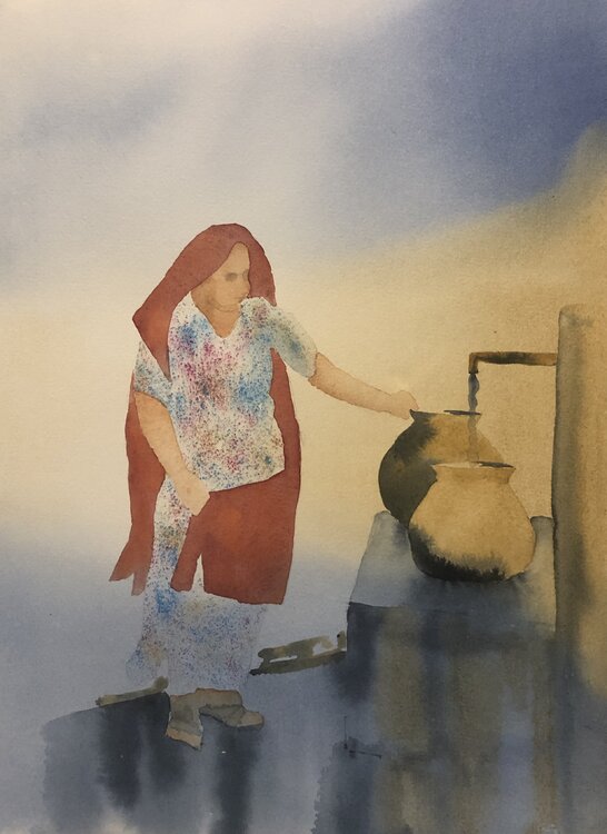 Indian woman by the water tap Karin Johansson