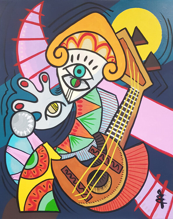 Arlecchino, la chitarra e la Luna max mantoan