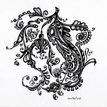 Fleur fantastique noire et blanche N3 Inna Viriot