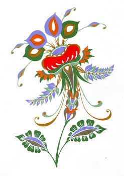 Beautiful red, green and violet flower Inna Viriot