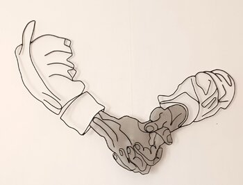 scultura in acciaio di disegno di Egon Schiele luciano torre