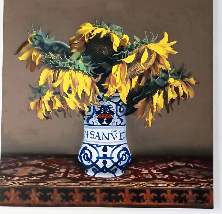 vaso farmacia con girasoli luciano torre