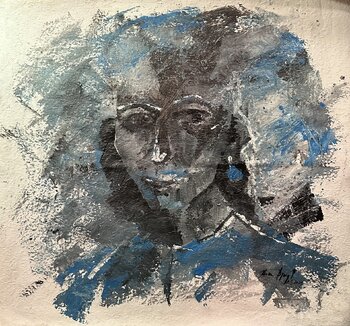 Blue, black young beautiful woman portrait - 202412 Karen Bjerg