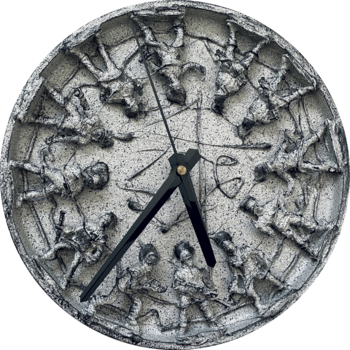 Artwork with clock, time of war with soldiers Leah Larisa Bunshaft